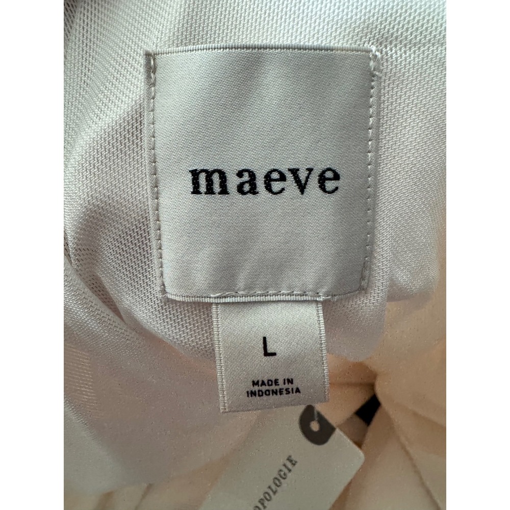 Maeve Anthropologie Halter Ruched Bubble Hem Dress‎ Cream Black Large NEW (E) - Picture 8 of 9